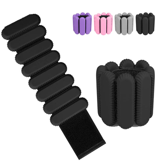 Ankle Weights for Women Men Adjustable Wrist Weighted Bracelet for Wearable Arm & Leg Weights Set for Walking Yoga Swimming Cardio Aerobics Gym Set of 2 (1Lb Each)-Black